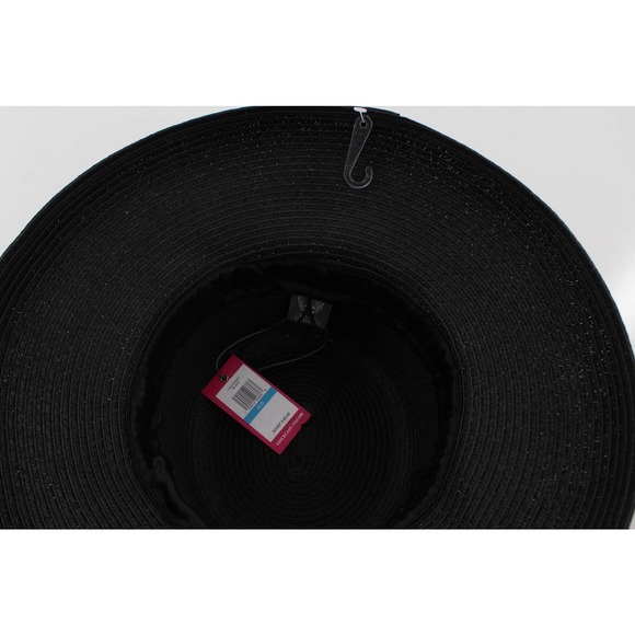 Vince Camuto Black Paper Braid Kettle Hat #HT185 - Picture 3 of 3